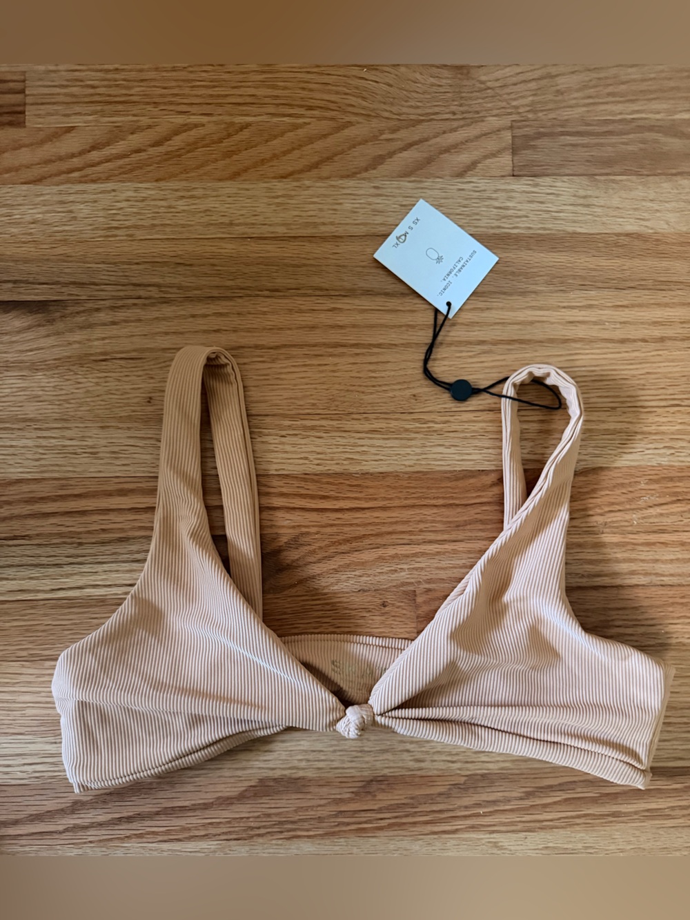 Skatie Nude Penny Ribbed Swim top